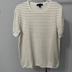 Ann Taylor short sleeve white and gold